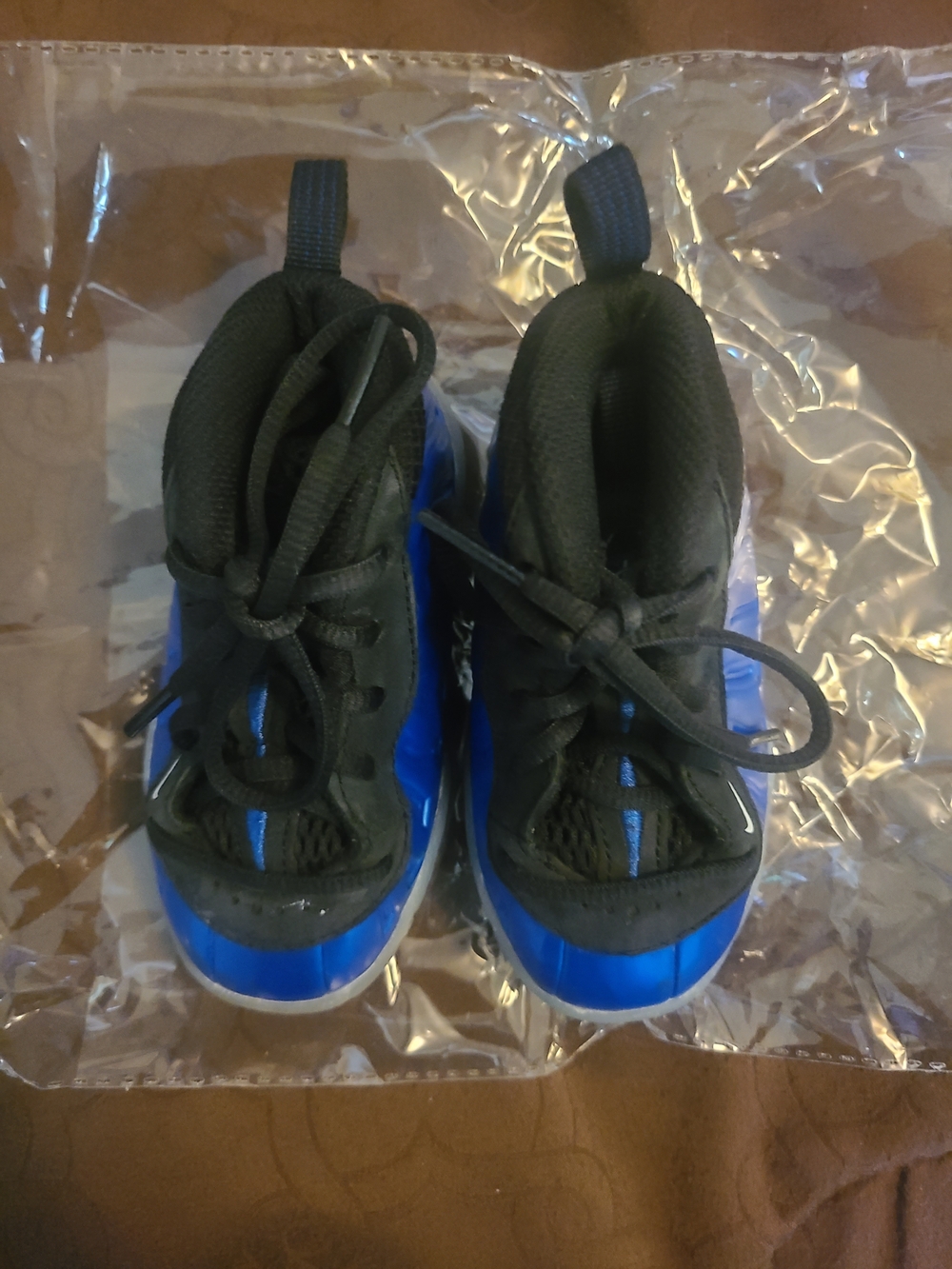 Baby Foamposite Blue and Black Athletic Sneakers